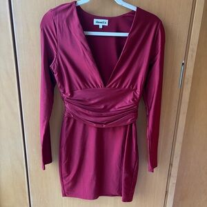 REVOLVE Burgundy Long Sleeve Dress